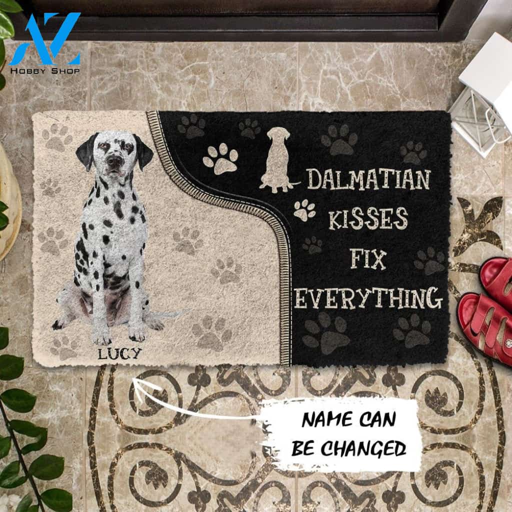 Gearhumans Gearhuman 3D Dalmatian Kisses Fix Anything Custom Name Doormat