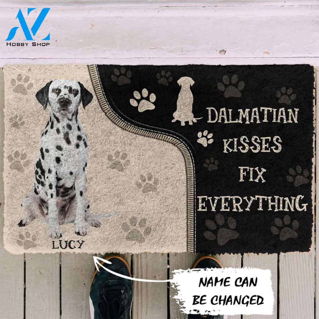 Gearhumans Gearhuman 3D Dalmatian Kisses Fix Anything Custom Name Doormat