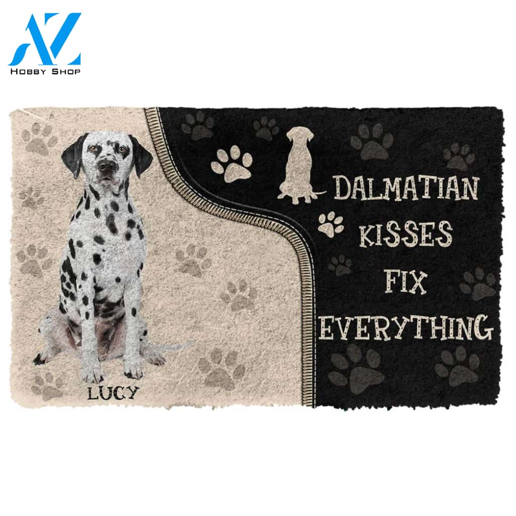 Gearhumans Gearhuman 3D Dalmatian Kisses Fix Anything Custom Name Doormat