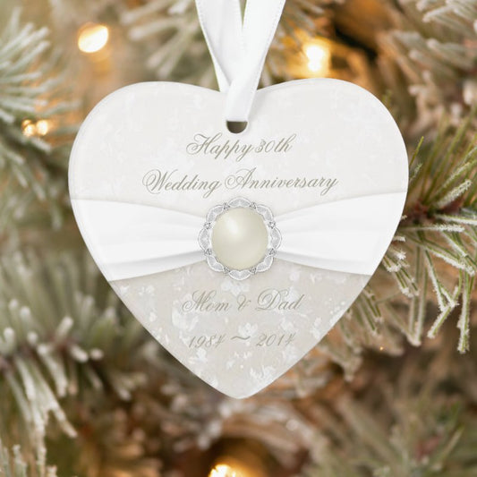Damask 30Th Wedding Anniversary Acrylic Ornament
