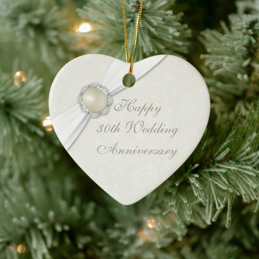 Damask 30Th Wedding Anniversary Heart Ornament
