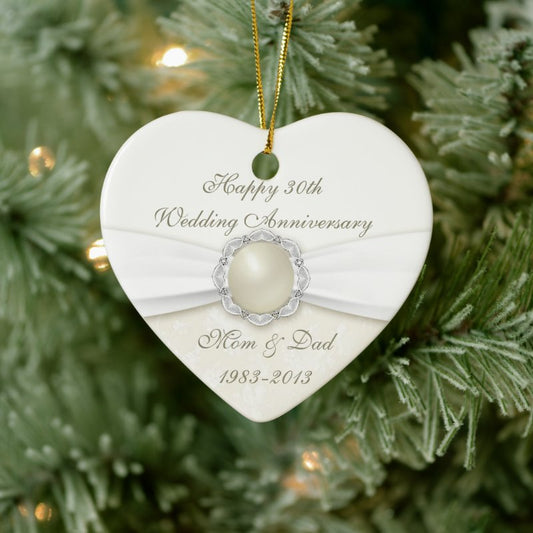 Damask 30Th Wedding Anniversary Ornament