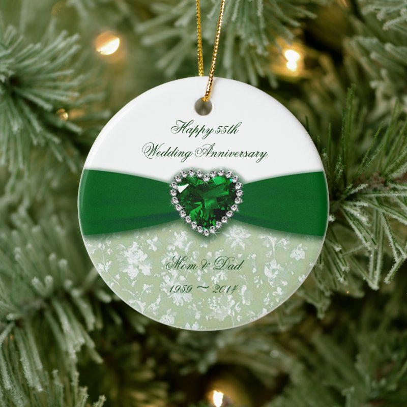 Damask 55Th Wedding Anniversary Ceramic Ornament