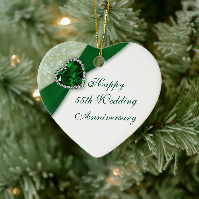 Damask 55Th Wedding Anniversary Heart Ornament