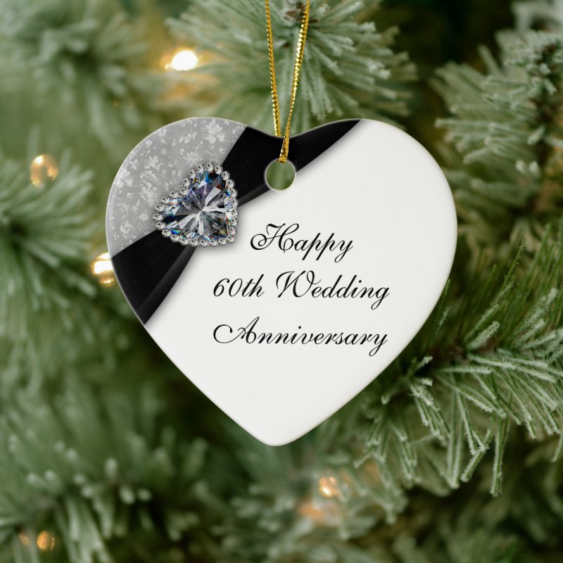 Damask 60Th Wedding Anniversary Heart Ornament