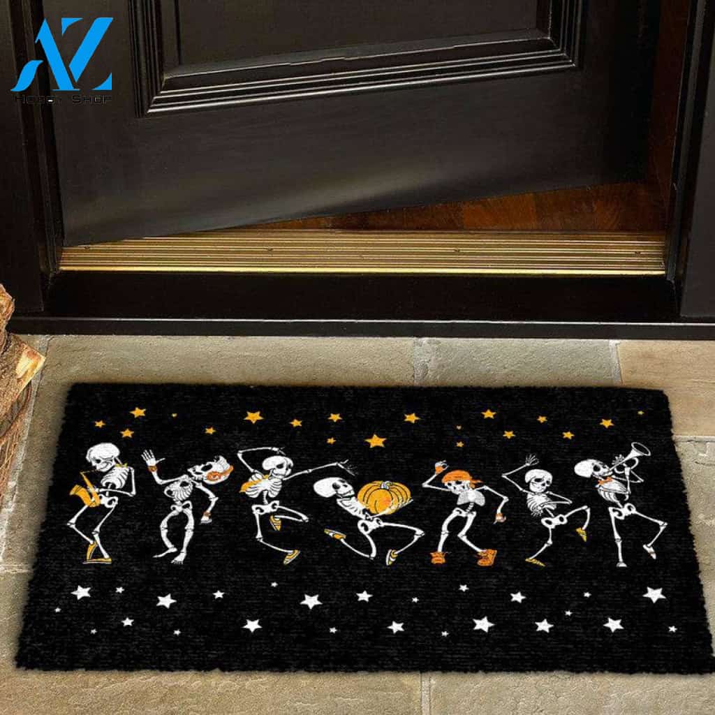 Dancing And Musical Skeletons Halloween Ghost Doormat
