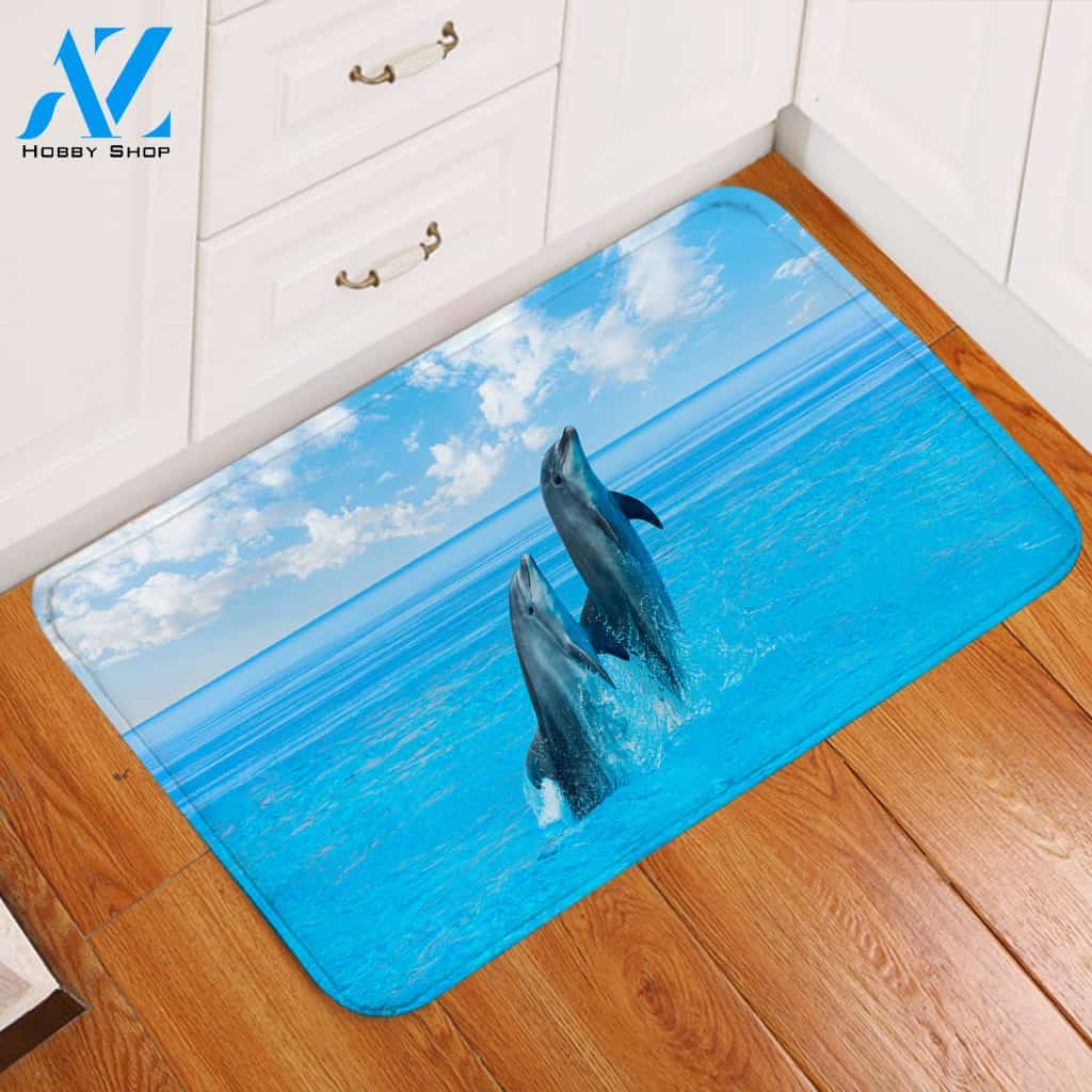 Dancing Dolphins Door Mat