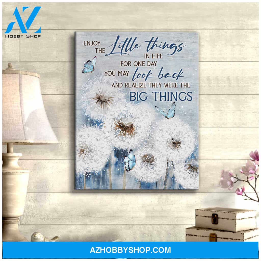 Dandelion and Butterflies Canvas Enjoy the little things Wall Art Decor