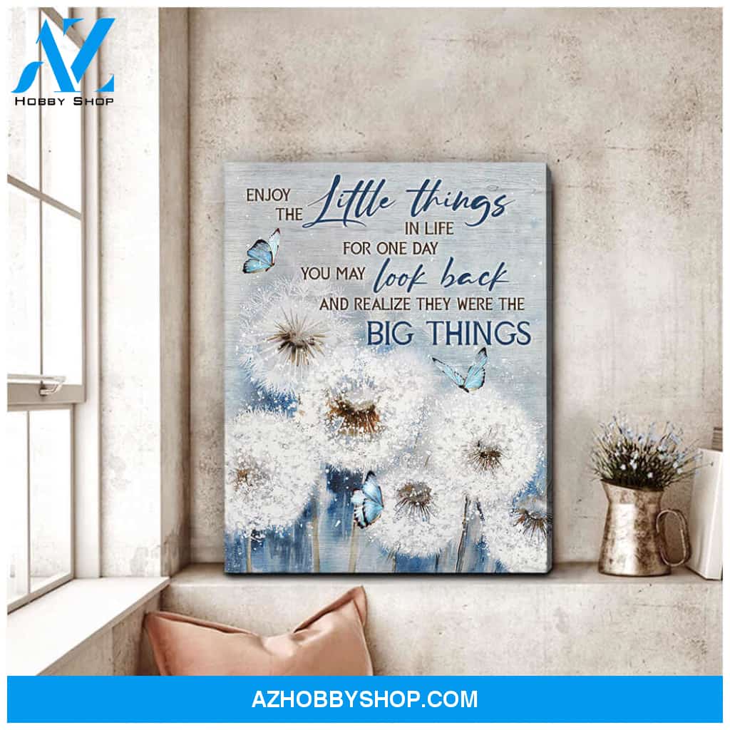 Dandelion and Butterflies Canvas Enjoy the little things Wall Art Decor