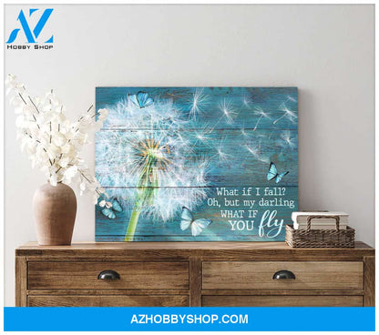Dandelion and Butterflies What If I Fall Canvas Wall Art Decor