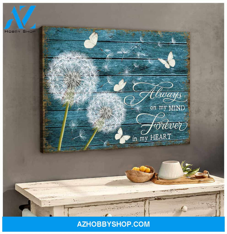 Dandelion and Butterfly Canvas Always on my mind Wall Art Decor