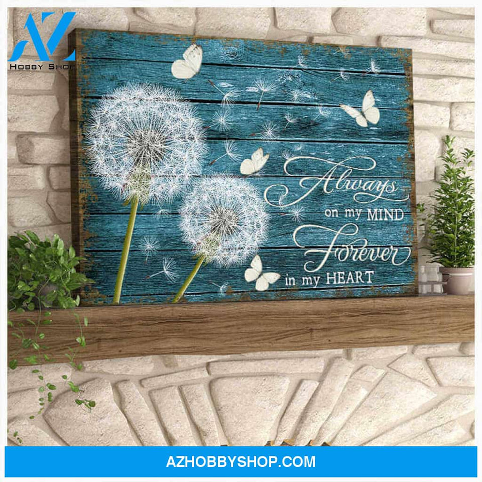 Dandelion and Butterfly Canvas Always on my mind Wall Art Decor