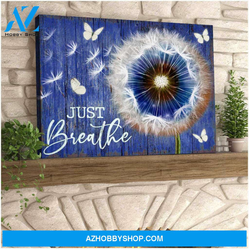 Dandelion and Butterfly Canvas Just Breathe Wall Art Decor, Wall Decor Visual Art