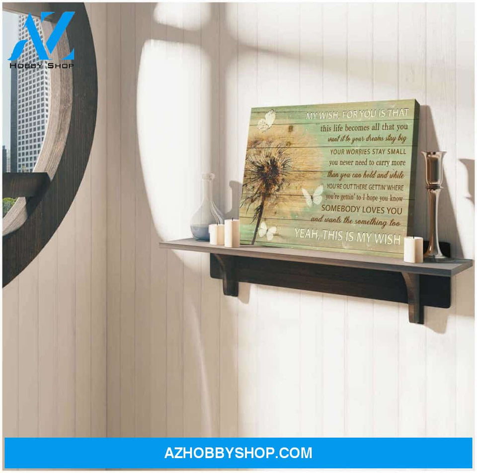 Dandelion and Butterfly Canvas My Wish For You Wall Art Decor