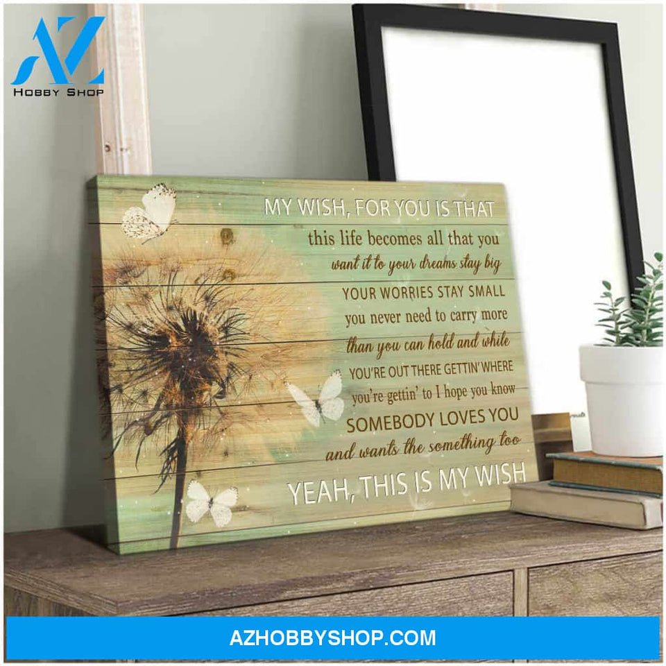 Dandelion and Butterfly Canvas My Wish For You Wall Art Decor