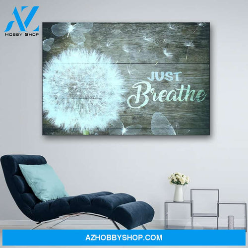 Dandelion and Butterfly Just Breathe Canvas Print Wall Art - Matte Canvas 1