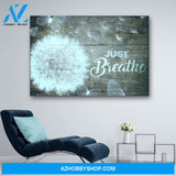 Dandelion and Butterfly Just Breathe Canvas Print Wall Art - Matte Canvas 1