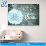 Dandelion and Butterfly Just Breathe Canvas Print Wall Art - Matte Canvas 1