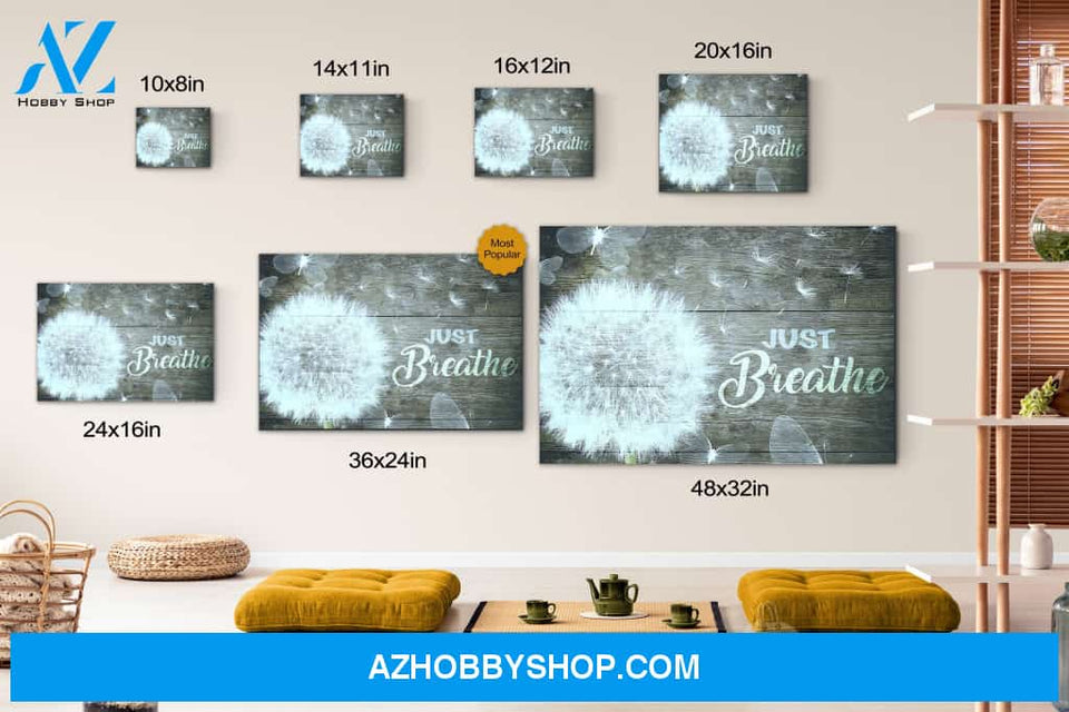 Dandelion and Butterfly Just Breathe Canvas Print Wall Art - Matte Canvas 1