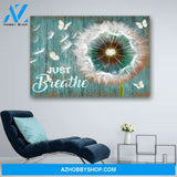 Dandelion and Butterfly Just Breathe Canvas Print Wall Art - Matte Canvas