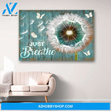 Dandelion and Butterfly Just Breathe Canvas Print Wall Art - Matte Canvas