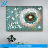 Dandelion and Butterfly Just Breathe Canvas Print Wall Art - Matte Canvas