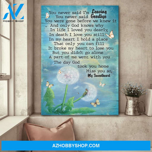 Dandelion and butterfly - Miss you so, my sweetheart - Heaven Portrait Canvas Prints - Wall Art