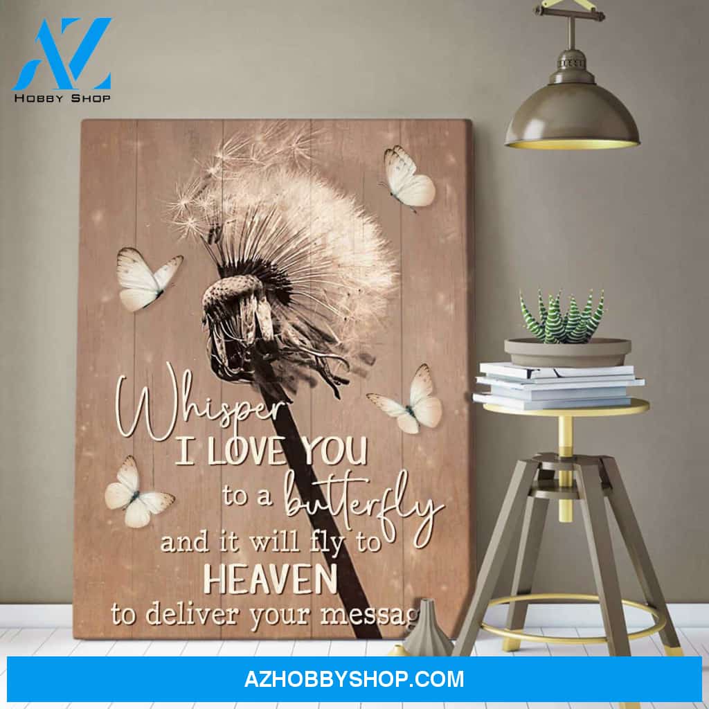 Eviral Store Dandelion And Butterfly Whisper I Love You To A Butterfly And It Will Fly To Heaven Canvas Wall Art Decor – Butterfly Canvas Print Wall Art