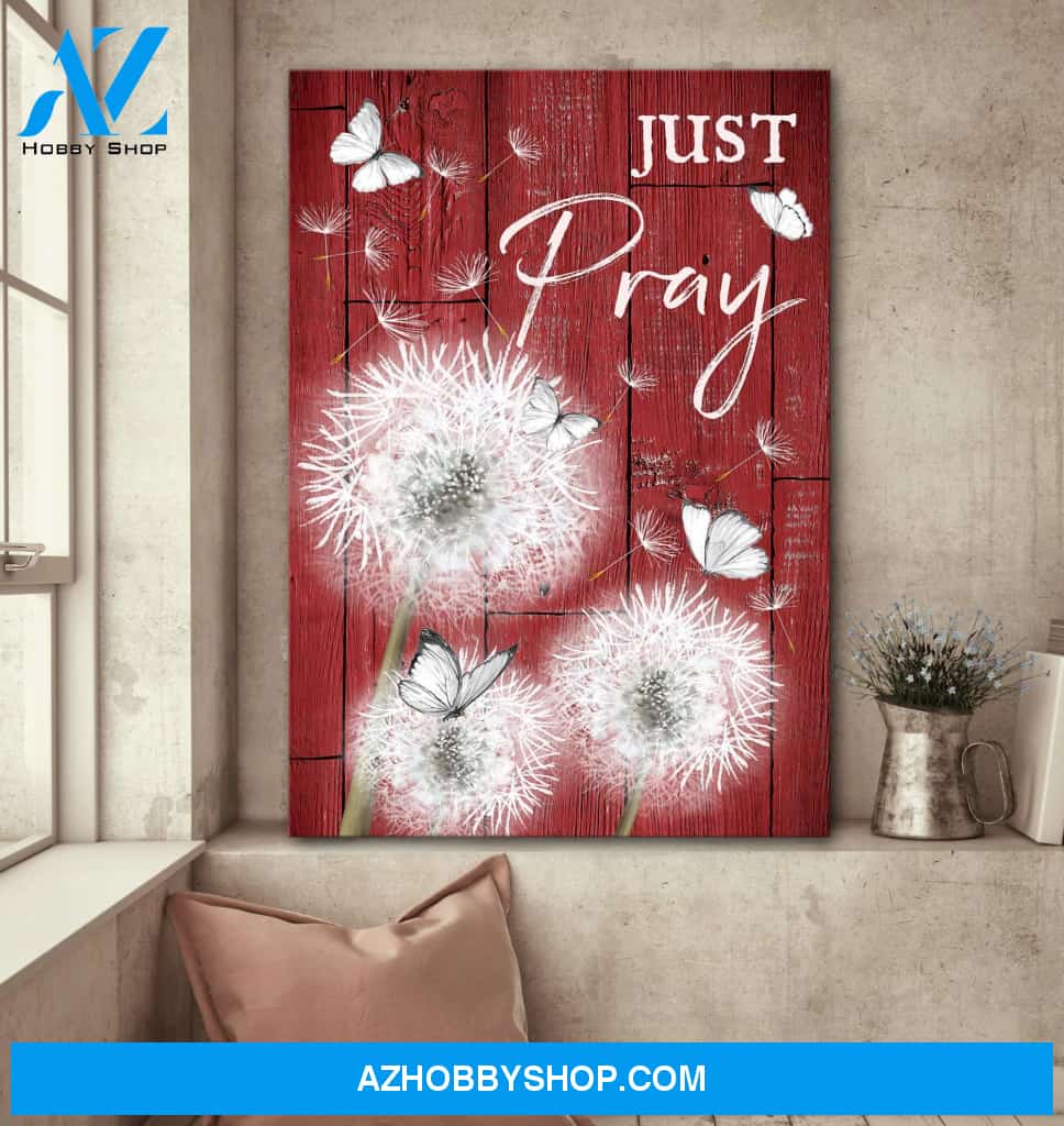 Dandelion and red wood - Just pray - Jesus Portrait Canvas Prints - Wall Art