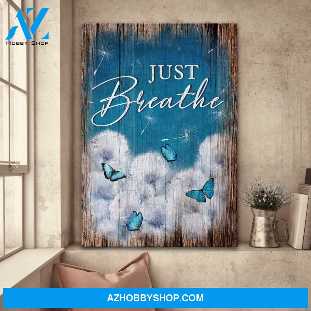 Dandelion and the blue sky - Just breathe - Jesus Portrait Canvas Prints - Wall Art