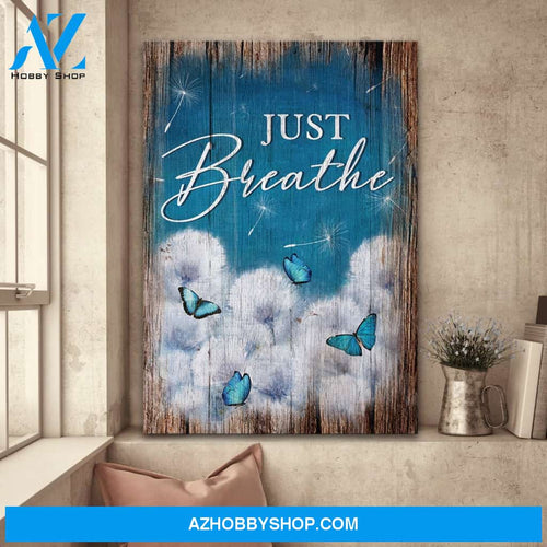 Dandelion and the blue sky - Just breathe - Jesus Portrait Canvas Prints - Wall Art