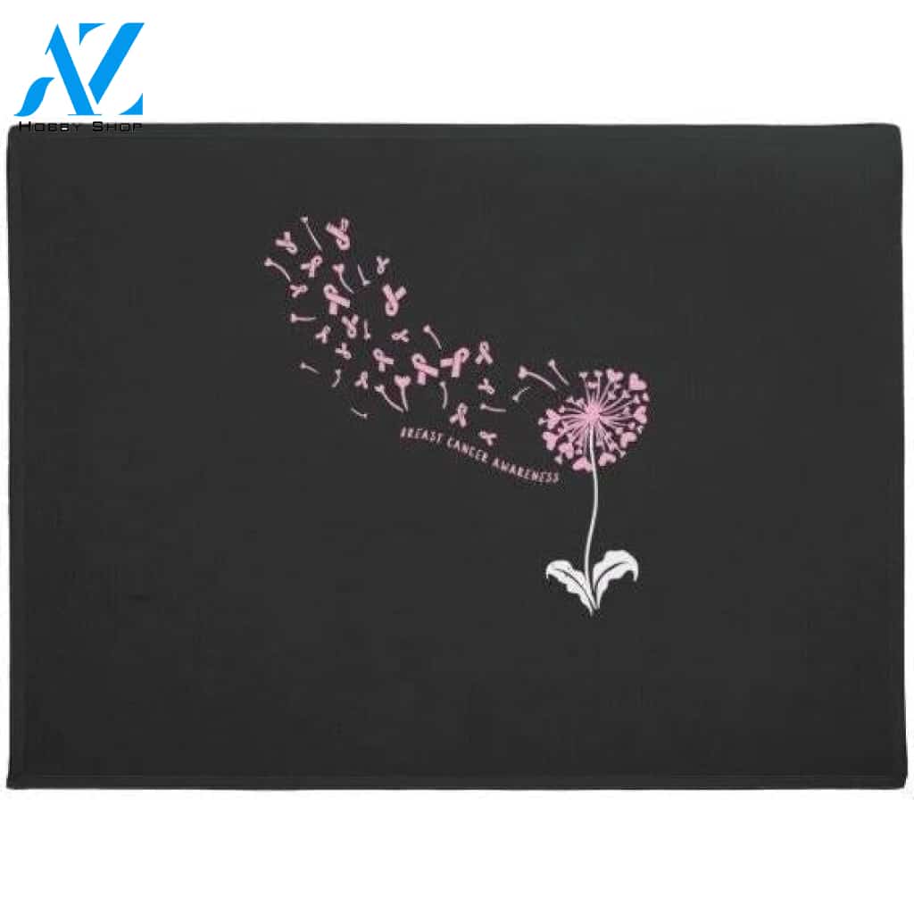 Dandelion Breast Cancer Awareness Pink Doormat Warm House Gift Welcome Mat Gift for Friend Family
