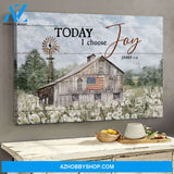 Dandelion farm with US flag - Today I choose joy - Jesus Landscape Canvas Prints - Wall Art