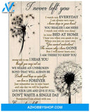 Dandelion I Never Left You Poem Watch You Every Day Every Step of the Way Memorial Poster Canvas Wall Decor Visual Art