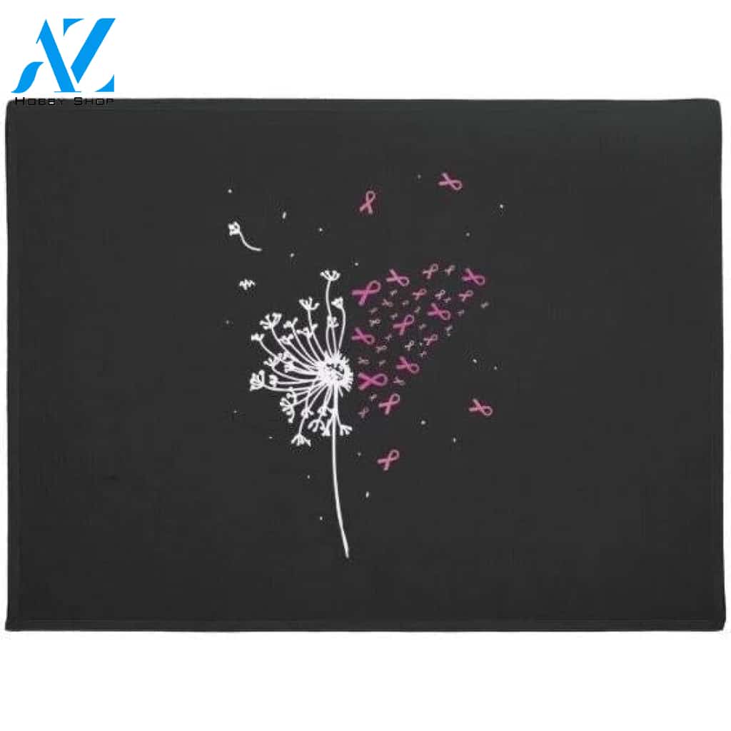 Dandelion Pink Ribbon Cool Breast Cancer Awareness Doormat Warm House Gift Welcome Mat Gift for Friend Family