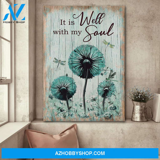 Dandelion with dragonfly - It is well with my soul - Jesus Portrait Canvas Prints - Wall Art