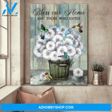 Dandelion with hummingbird - Bless our home and those who enter - Jesus Portrait Canvas Prints - Wall Art