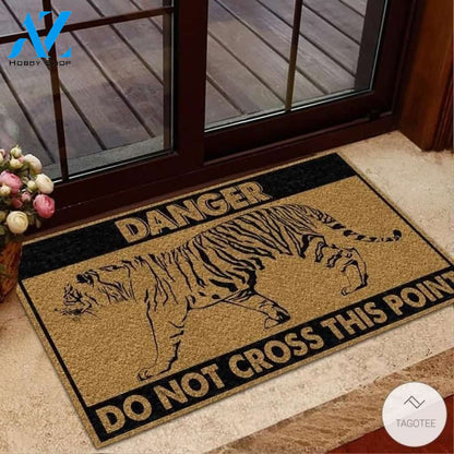 Danger Tiger Do Not Cross This Point Doormat