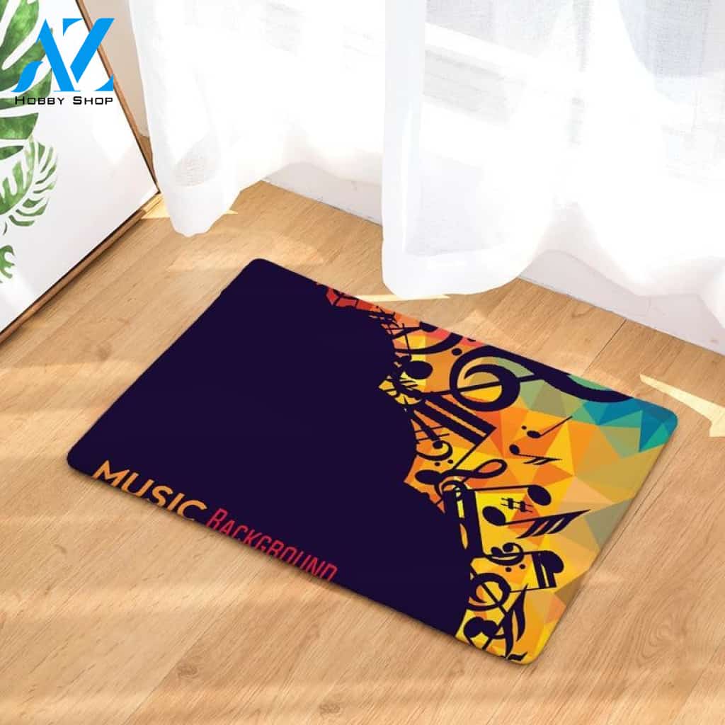 Dark Blue Music Notes Doormat Indoor and Outdoor Doormat Warm House Gift Welcome Mat Birthday Gift for Music Lovers Piano Lover
