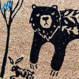 Darling Bear and Friends Doormat | Bear Fox and Rabbit Print Coconut Fiber Bristle Door Mat | Indoor Outdoor Doormat
