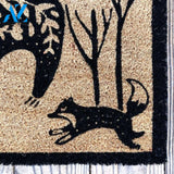Darling Bear and Friends Doormat | Bear Fox and Rabbit Print Coconut Fiber Bristle Door Mat | Indoor Outdoor Doormat