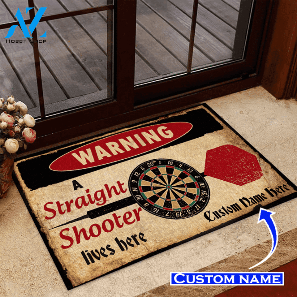 Darts a straight shooter lives here Custom Doormat | Welcome Mat | House Warming Gift