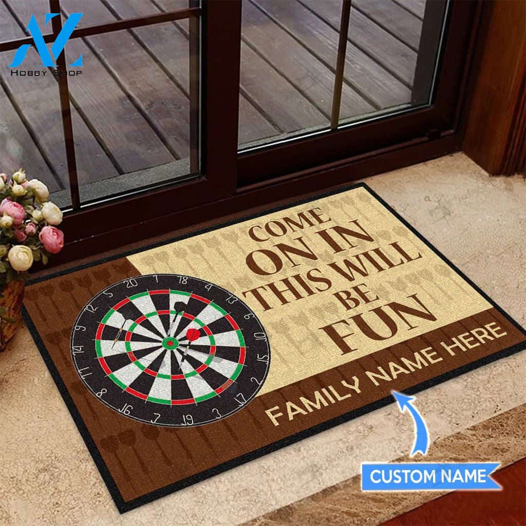 Darts-Come on in Personalized Doormat TRJ21060401