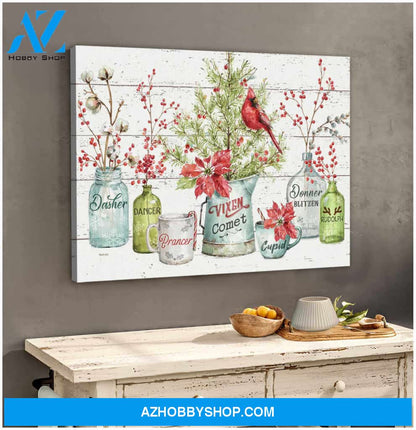 Dasher Dancer Prancer Cardinal Canvas Wall Art