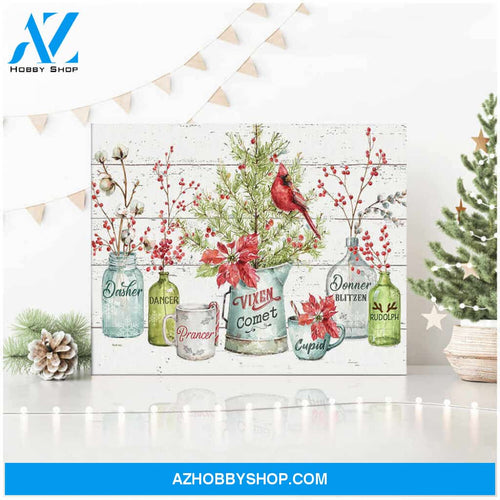 Dasher Dancer Prancer Cardinal Canvas Wall Art
