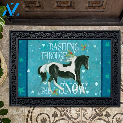 Dashing Through the Snow Horse Doormat - 18" x 30"