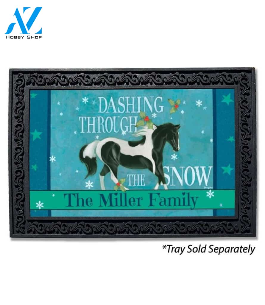 Dashing Through the Snow Horse Personalized Doormat - 18" x 30"