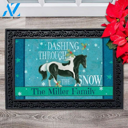 Dashing Through the Snow Horse Personalized Doormat - 18" x 30"