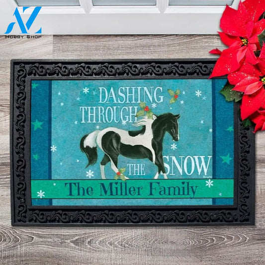 Dashing Through the Snow Horse Personalized Doormat - 18" x 30"