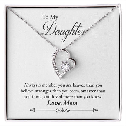Daughter Braver Forever Love Heart Necklace